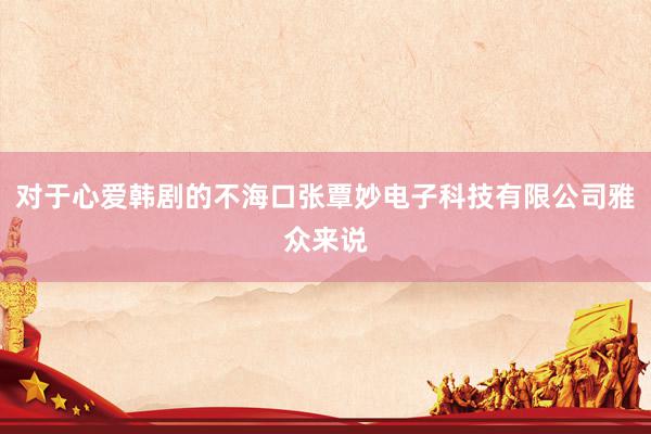 对于心爱韩剧的不海口张覃妙电子科技有限公司雅众来说
